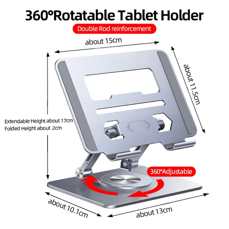 360° Rotation Tablet Stand for Ipad, Adjustable Foldable Tablet Holder,Aluminum Phone Stand Compatible with Ipad Pro/ Air/ Mini