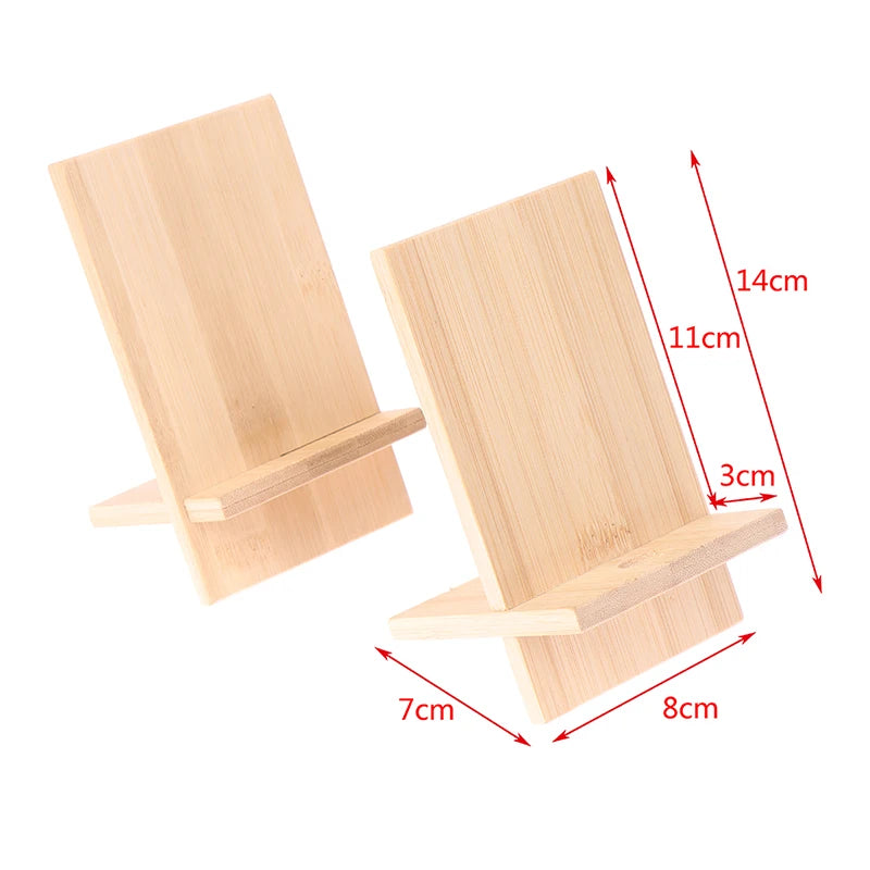 Universal Bamboo Phone Holder Stand Wooden Mobile Smartphone Support Tablet Charge Stand with Holes Portable