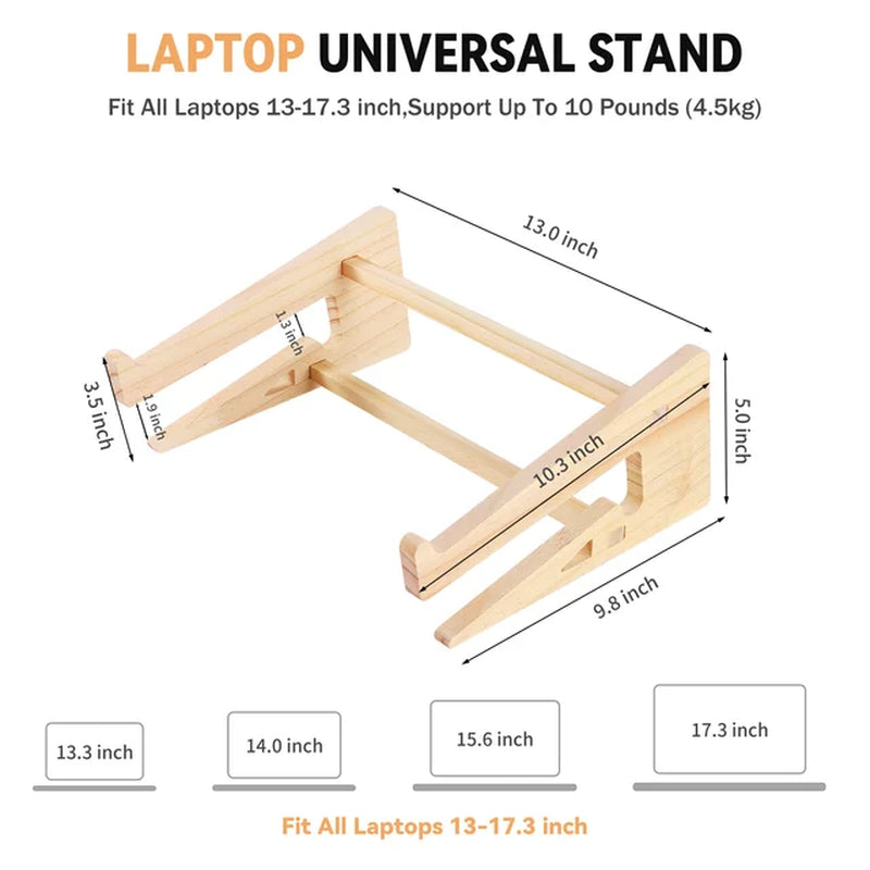 Wood Laptop Stand for Macbook Pro Universal Computer Stands for Desk Vertical Laptop Holder Wooden Laptop Riser for Macbook Air