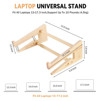 Wood Laptop Stand for Macbook Pro Universal Computer Stands for Desk Vertical Laptop Holder Wooden Laptop Riser for Macbook Air