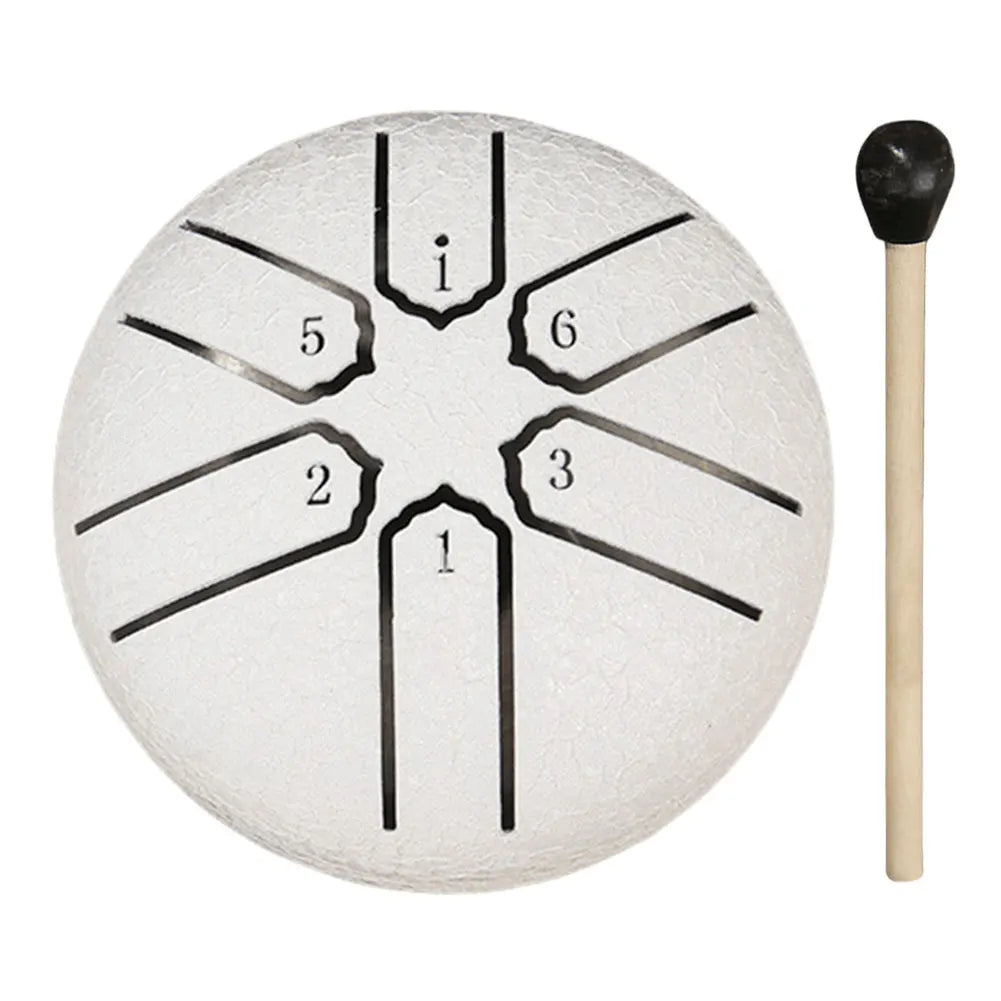 3 Inches 6 Tones Steel Tongue Drum Outdoors Rain Drum Instrument Mini Hand Drum Ethereal Drum Sticks Percussion Drum Accessories