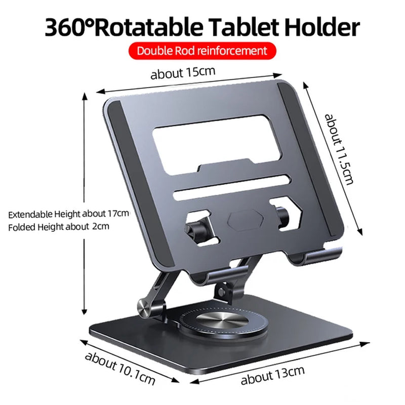 360° Rotation Tablet Stand for Ipad, Adjustable Foldable Tablet Holder,Aluminum Phone Stand Compatible with Ipad Pro/ Air/ Mini